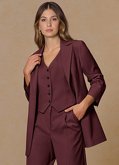 front Rowan Cabernet Refined Weave Performance blazer