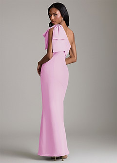 Azazie Yuanna Bridesmaid Dresses Candy Pink Mermaid One Shoulder Chiffon Dress image2