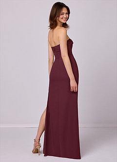 Barbie ♥ Azazie Robes de demoiselle d'honneur Robe Fourreau Convertible en Mousseline de soie Sans bretelle Cabernet image6
