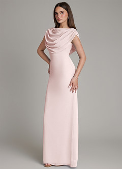 Azazie Hadley Bridesmaid Dresses Blushing Pink Mermaid Pleated Chiffon Dress image9