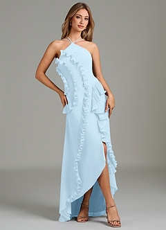Azazie Yelena Bridesmaid Dresses Sky Blue A-Line Ruched Chiffon Dress image5