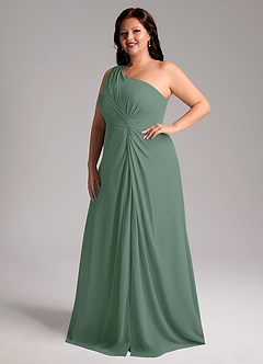 Azazie Brooke Jurken voor bruidsmeisjes Jurk van Chiffon met A-Lijn One-Shoulder Eucalyptus image11