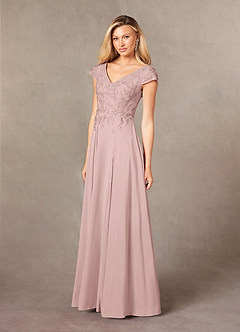 Azazie Rosemarie vestidos de madre de la novia Vestido de Rosa Polvorienta de Encaje de Corte En A image4