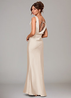 Azazie Rylina Bridesmaid Dresses White Alabaster Mermaid Stretch Satin Dress image4