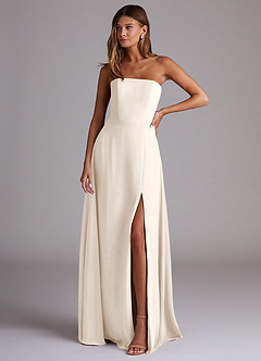 Azazie Wren Bridesmaid Dresses White Alabaster A-Line Side Slit Chiffon Convertible Dress image1