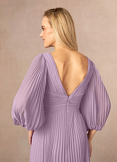 Azazie Zahara Kleider für die Brautmutter A-Linie V-Hals Gefaltet Chiffon Kleid Blauregen image6
