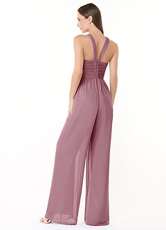 Azazie Berdie Bridesmaid Dresses Vintage Mauve Halter Chiffon Jumpsuit image4