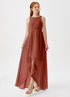 Azazie Lizette Junior Auburn A-Line Pleated Chiffon Dress image4