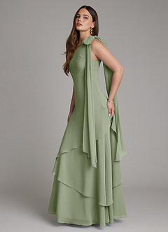 Azazie Monique Brautjungfernkleider A-Linie One-Shoulder Chiffon Kleid Pistazie image7