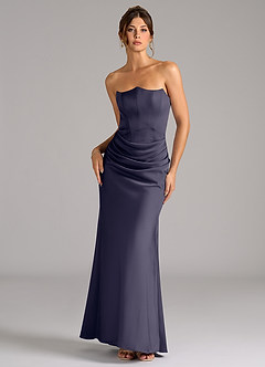 Azazie Debby Vestidos de damas de honor Vestido de Tormenta de Satén Elástico de Corte Sirena Convertible con Sin tirantes image1