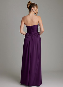 Azazie Zena Bridesmaid Dresses Grape A-Line Strapless Stretch Satin Dress image6