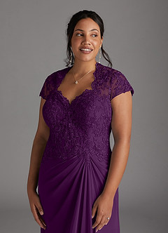Azazie Junie Mère de la mariée Robes Robe Trapèze en Mousseline de soie Dentelle Grain De Raisin image10