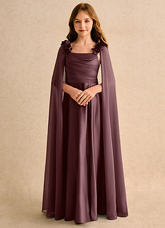 Azazie Rosita Girls Formal Blumenmädchenkleider A-Linie Plissee Matte Satin Kleid Sangria image5