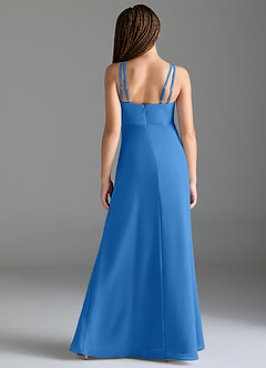 Azazie Leo Junior Abito Sirena in Chiffon Plissettato Blue Jay image2