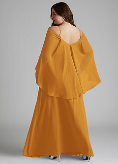 Azazie Cienna Bridesmaid Dresses Butterscotch A-Line Off the Shoulder Chiffon Dress image8