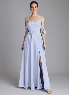 Azazie Ayanna Bridesmaid Dresses Lavender A-Line Off the Shoulder Chiffon Dress image1