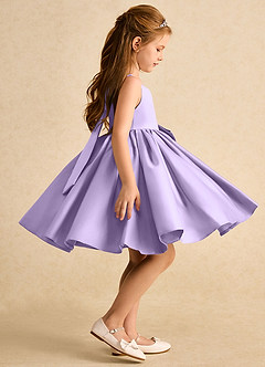 Azazie Jessie vestidos de niña de las flores Vestido de Lila de Satin Mate de Corte En A con Lazo image6