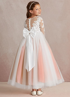 Azazie Elodie Flower Girl Dresses Ivory Mai Tai Ball-Gown Lace Dress image4