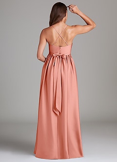 Azazie Llana Brautjungfernkleider für Schwangere A-Linie mit Taschen Stretch-Satin Bodenlänge Kleid image2
