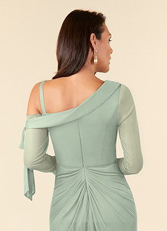 Azazie Marna Mother of the Bride Dresses Dusty Sage Sheath One Shoulder Mesh Dress image9