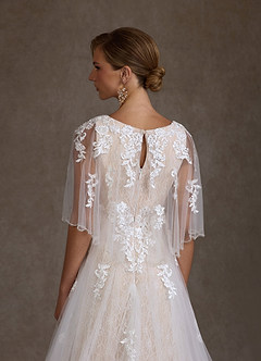 Azazie Renesmee Vestidos de novia Vestido Blanco Diamante Champán de Tul de Línea A con Lentejuelas image7