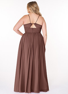Azazie Cora Bridesmaid Dresses Espresso A-Line Pleated Chiffon Dress image7