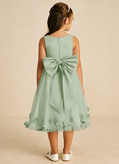 Azazie Dot Flower Girl Dresses Dusty Sage A-Line Bow Tulle Dress image2