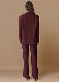 front Marina Cabernet Refined Weave Straight-Leg Pants