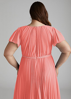 Azazie Kara Bescheiden Bruidsmeisjekleding A-Lijn Geplooid Chiffon Vloerlengte Jurk image14