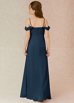 Azazie Kaitlynn Junior Dark Navy A-Line Off the Shoulder Chiffon Dress image2