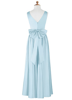 Azazie Hathaway Junior Abito A-Line in Raso Elasticizzato Fiocco Azzurro image6