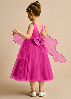 Azazie Pear vestidos de niña de las flores Vestido de Fucsia de Tul de Princesa con Lazo image5