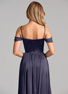 Azazie Raisa Bridesmaid Dresses Stormy A-Line Off the Shoulder Stretch Satin Dress image2