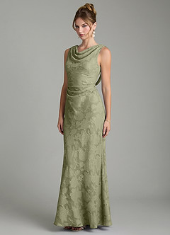 Azazie Kieryn Bridesmaid Dresses Pistachio Mermaid Pleated Floral Burnout Dress image9