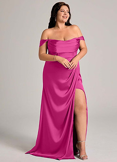 Azazie Johana Vestidos de damas de honor Vestido de Fucsia de Satén Elástico de Corte Sirena Convertible con Vestidos sin tirantes image13