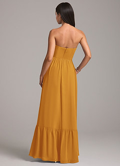 Azazie Kailee Bridesmaid Dresses Butterscotch A-Line with Pockets Chiffon Dress image6