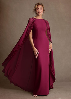 Azazie Artemisia Mother of the Bride Dresses Burgundy Sheath Lace Chiffon Dress image5
