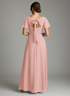 Azazie Kimber Bridesmaid Dresses Rosette A-Line Flounce Sleeve Chiffon Dress image3