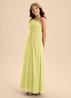 Azazie Brooke Junior Robe Trapèze en Mousseline de soie Fente Latérale Sorbet Citron image6