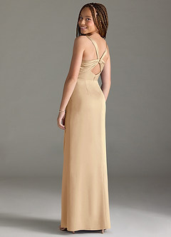 Azazie Mero Junior Meerjungfrau-Linie Plissee Stretch-Satin Kleid Champagner image2