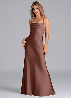 Azazie Seema Bridesmaid Dresses Espresso Mermaid Corset Stretch Satin Dress image3