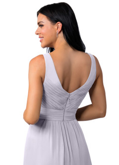 Azazie Pierrette Bridesmaid Dresses Fog A-Line Pleated Chiffon Dress image31