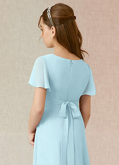 Azazie Induh Junior Abito A-Line in Chiffon Increspato Nuvola Blu image5