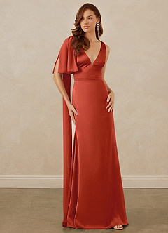 Christian Siriano Bridal for Azazie 1011 Bridesmaid Dresses Rust Mermaid Bow Stretch Satin Dress image5