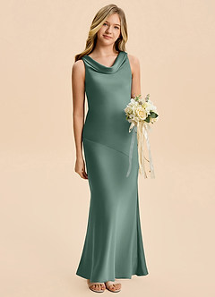 Azazie Rylina Junior Eucalyptus Mermaid Stretch Satin Dress image3