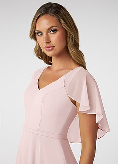 Azazie Jamie Final Sale Blushing Pink A-Line Chiffon Dress image6
