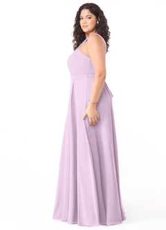 Azazie Dixie Brautjungfernkleider A-Linie Halter Gefaltet Chiffon Kleid Frostiges Flieder image8