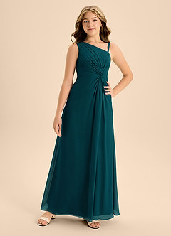 Azazie Brooke Junior A-Linie Seitliche Cut-Outs Chiffon Kleid Kiefer image4