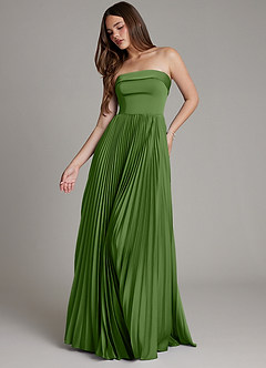 Azazie Mariana Brautjungfernkleider Eine Linie Plissee Stretch-Satin Kleid Basilikum image1