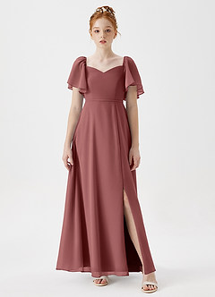 Azazie Chloe Junior A-Linie Herzausschnitt Chiffon Kleid Amethyst image4